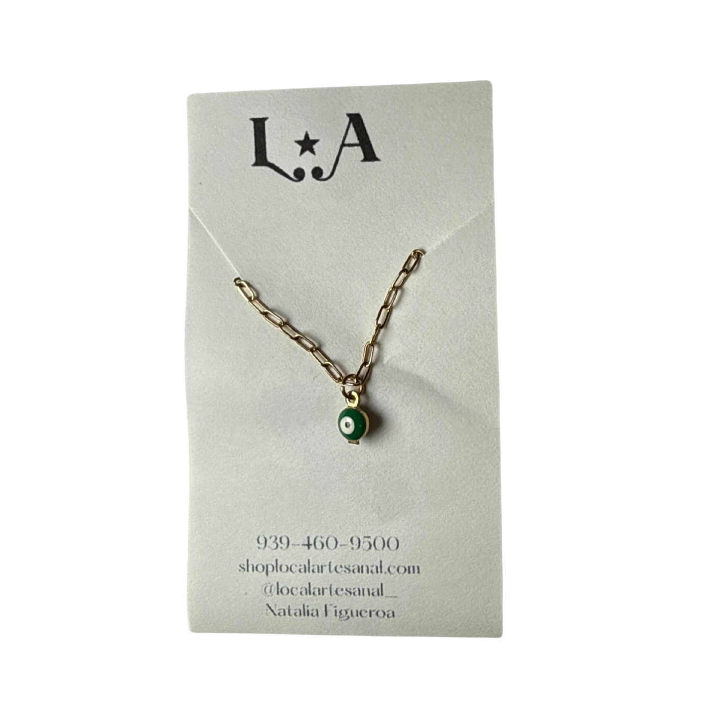 Collar ojo turco verde