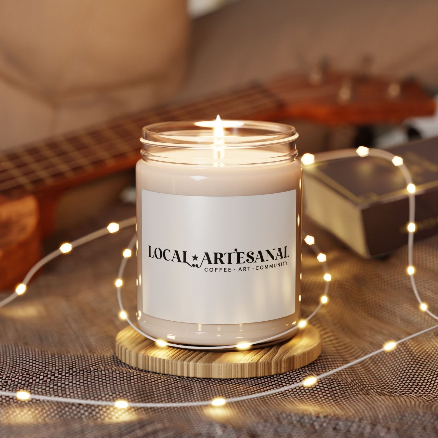 Local Artesanal Scented Soy Candle — 9oz Jar (Coffee • Art • Community)