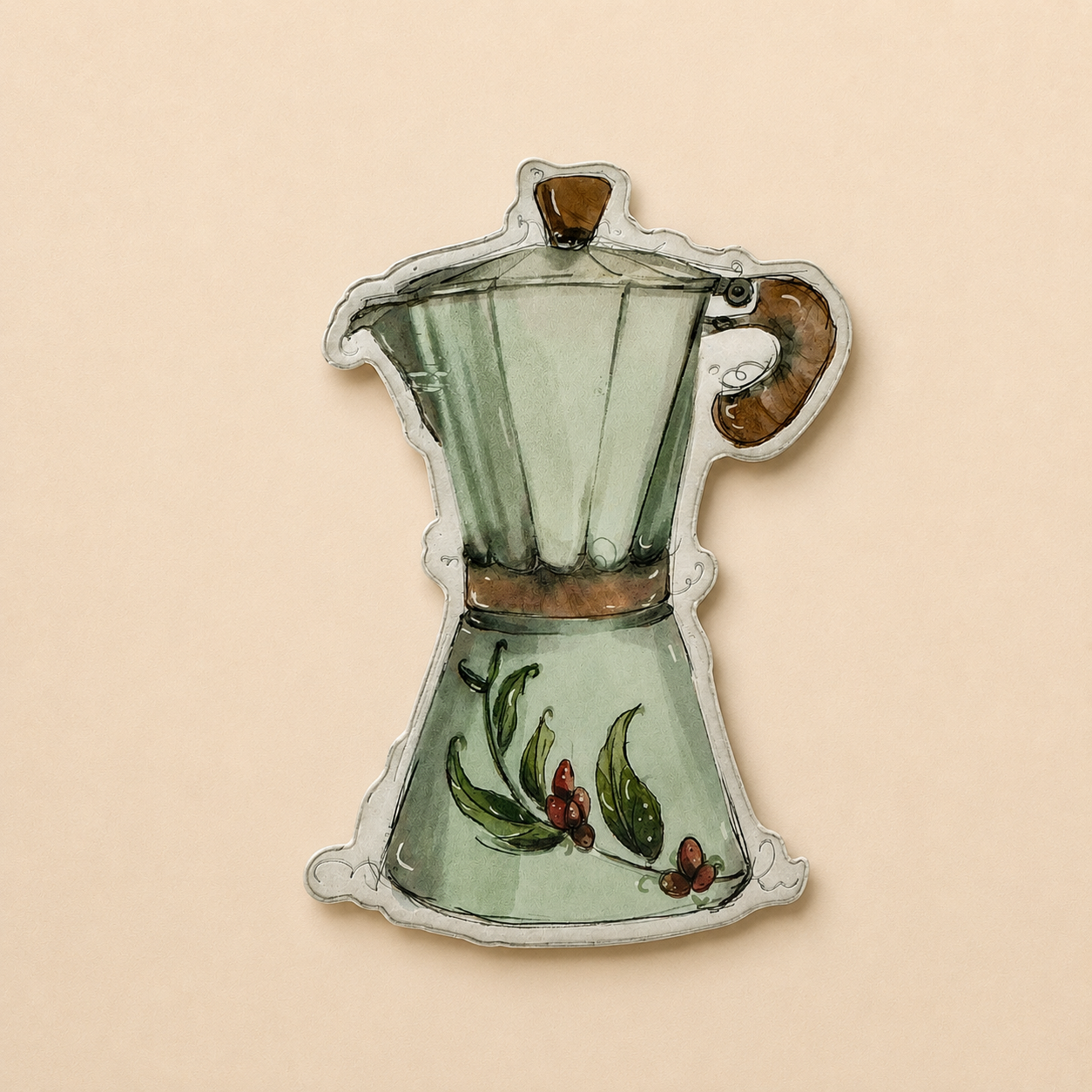 Greca Cafetera Floral Sticker