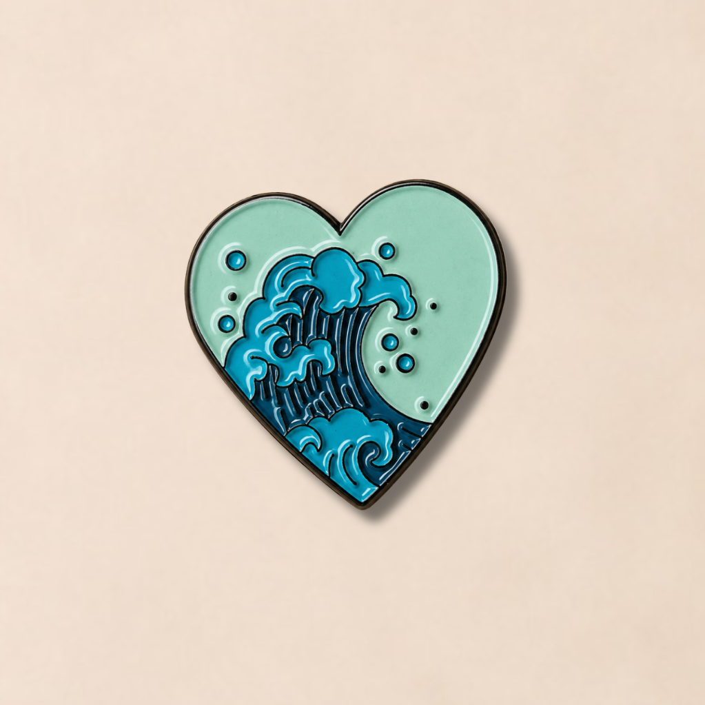 Ocean Wave Heart Enamel Pin