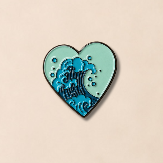 Ocean Wave Heart Enamel Pin
