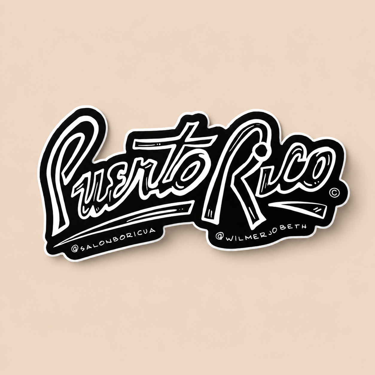 Puerto Rico Typographic Sticker | Black Edition