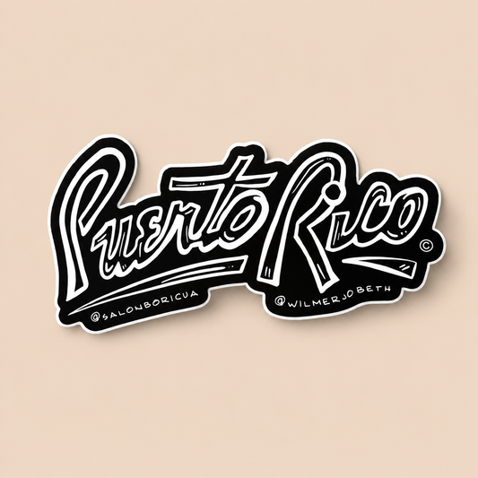 Puerto Rico Typographic Sticker | Black Edition