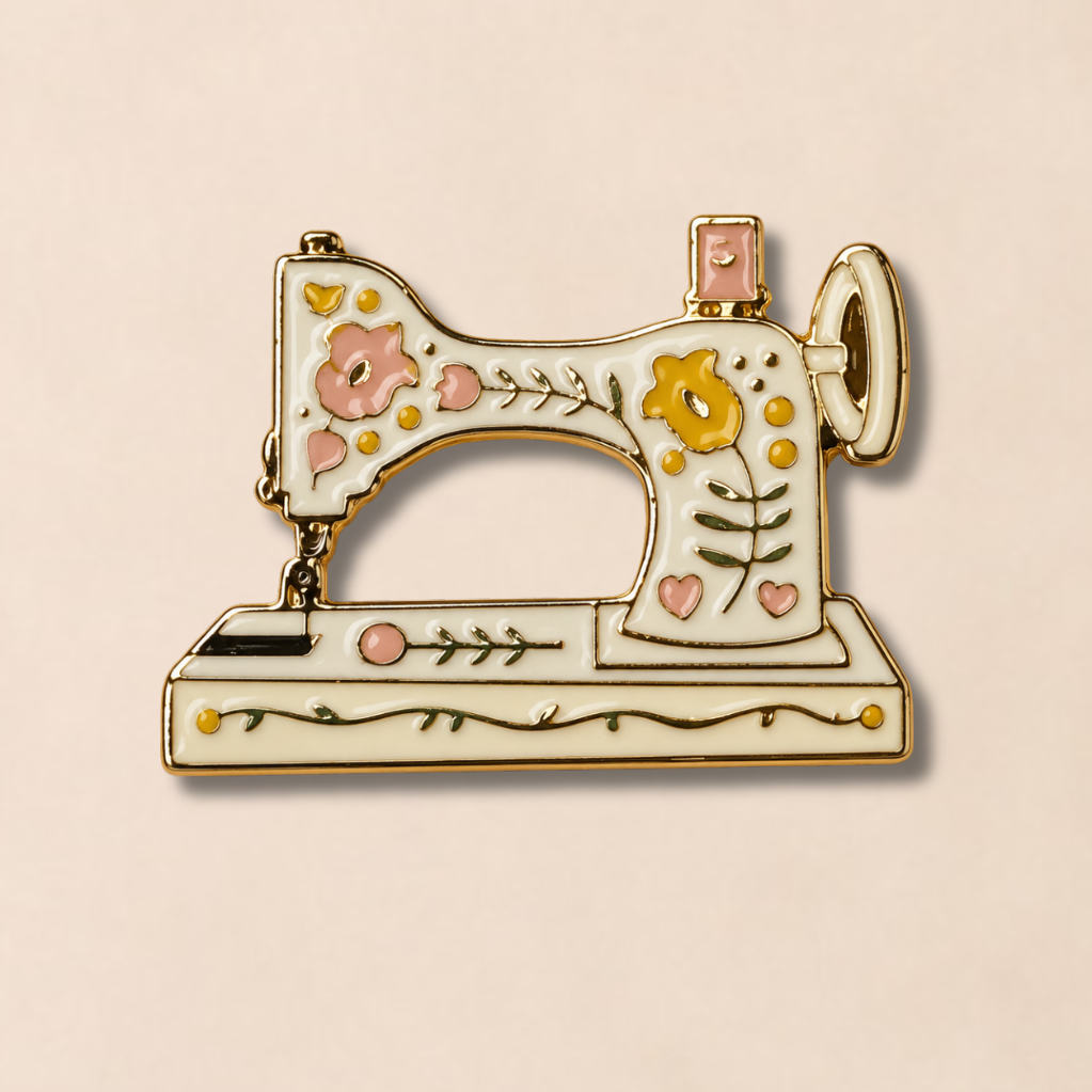 Floral Sewing Machine Enamel Pin