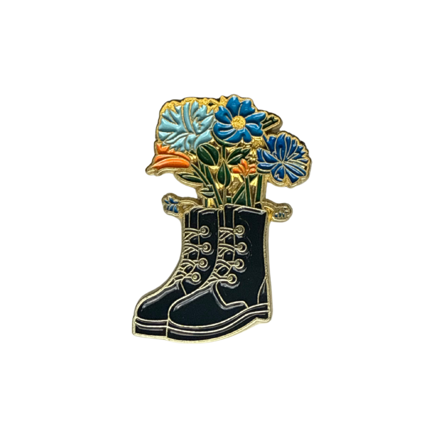 Pin bota y flores